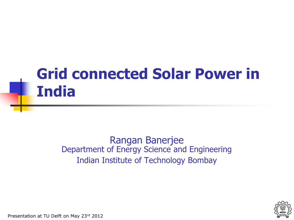 Grid Connected Solar Power in India