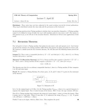 April 22 7.1 Recursion Theorem