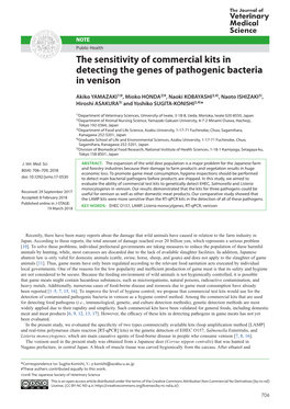 The Sensitivity of Commercial Kits in Detecting the Genes of Pathogenic Bacteria in Venison