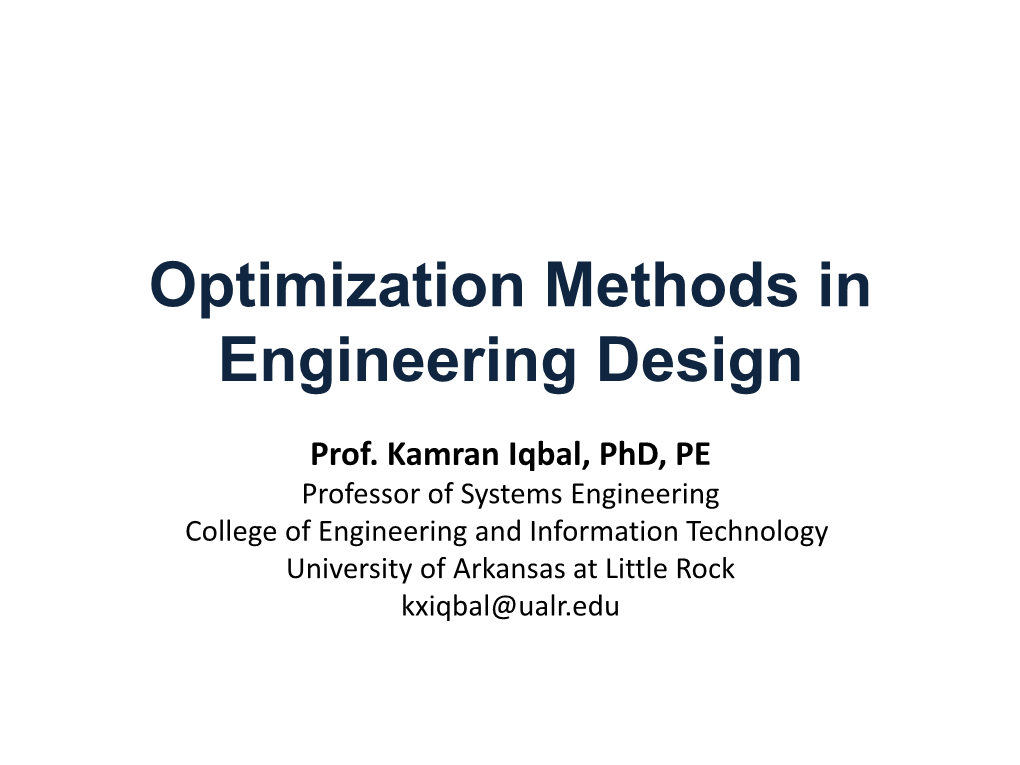 Optimum Engineering Design with MATLAB