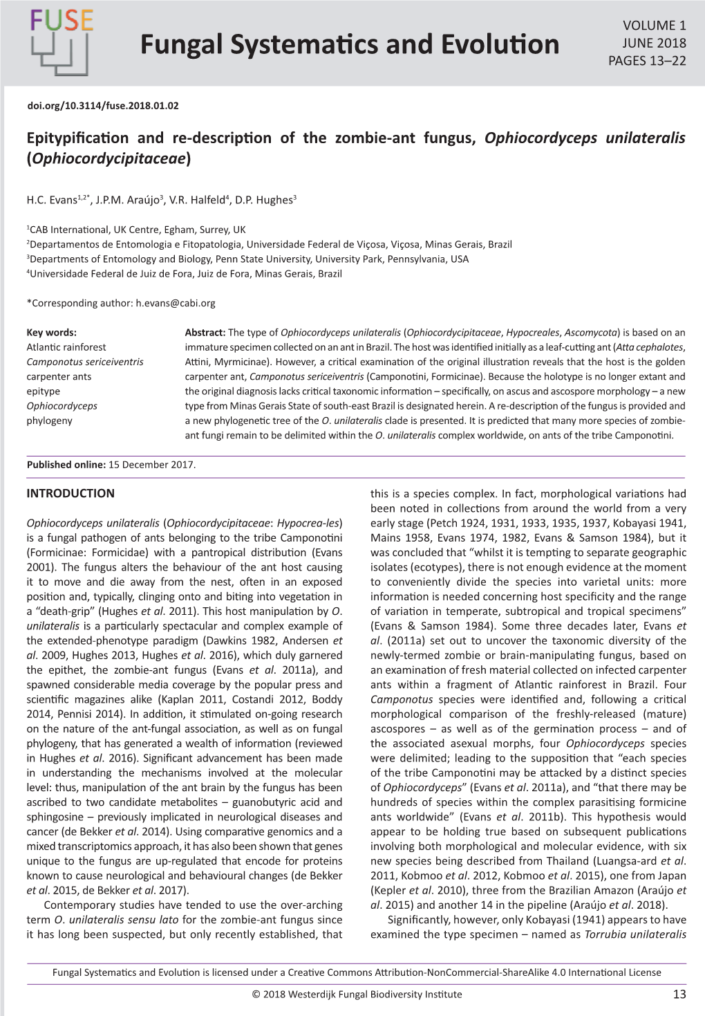 Fungal Systematics and Evolution PAGES 13–22