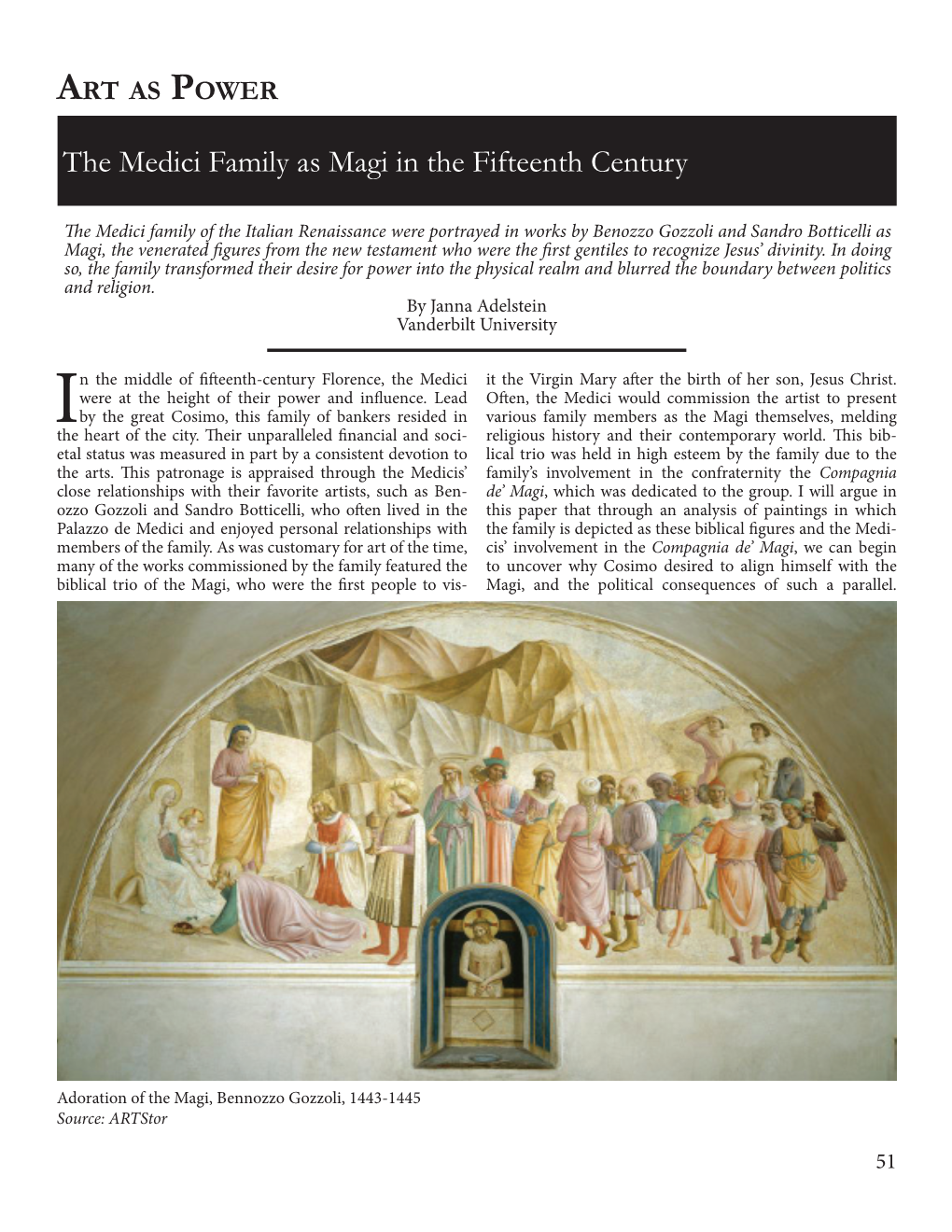 Art As Power: the Medici Family As Magi in The