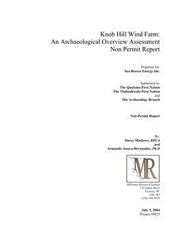 An Archaeological Overview Assessment Non Permit Report