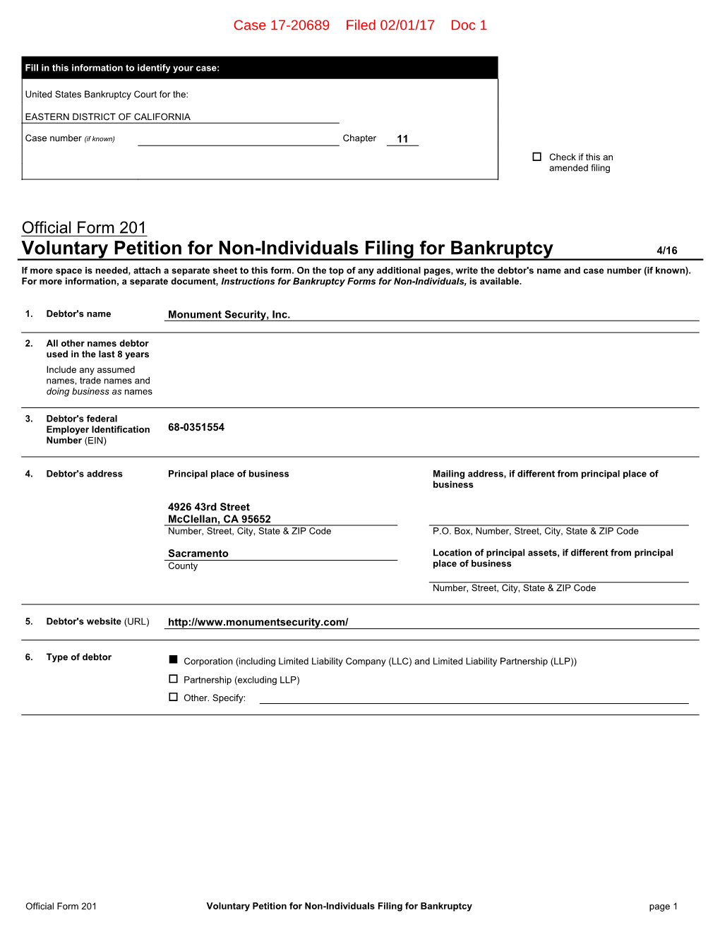 Bankruptcy Forms for Non-Individuals, Is Available