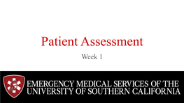 Week 1: Patient Assessment
