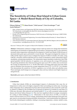 The Sensitivity of Urban Heat Island to Urban Green Space—A Model-Based Study of City of Colombo, Sri Lanka