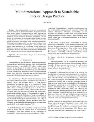 Multidimensional Approach to Sustainable Interior Design Practice