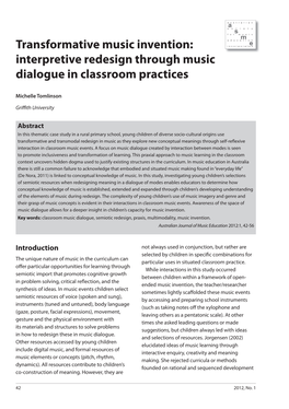 Interpretive Redesign Through Music Dialogue in Classroom Practices