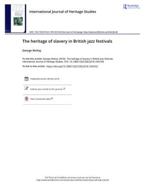 The Heritage of Slavery in British Jazz Festivals