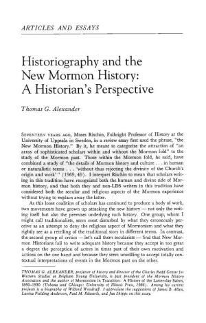 Historiography and the New Mormon History: a Historian's Perspective