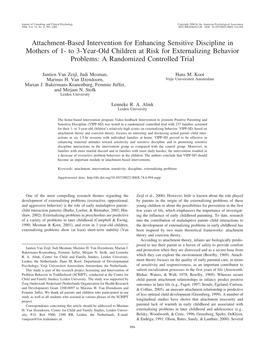 Attachment-Based Intervention for Enhancing Sensitive Discipline In