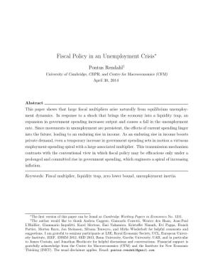 Fiscal Policy in an Unemployment Crisis∗
