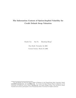 The Information Content of Option-Implied Volatility for Credit Default Swap Valuation