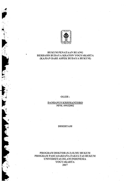 Hukum Penataan Ruang Berbasis Budaya Kraton Yogyakarta (Kajian Dari Aspek Budaya Hukum)