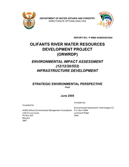 Olifants River Water Resources Development Project (Orwrdp)