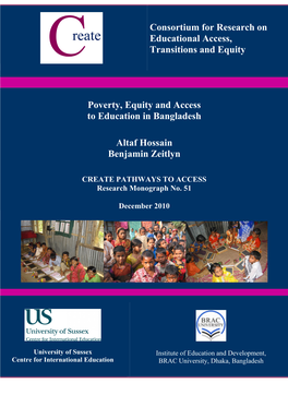 Poverty, Equity and Access to Education in Bangladesh