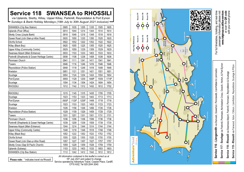 Service 118 SWANSEA to RHOSSILI - Services Services