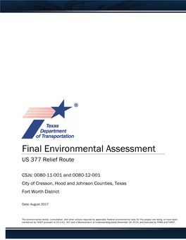 Final Environmental Assessment US 377 Relief Route