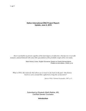 Dalton DNA Project Report