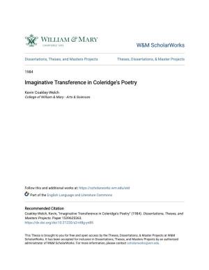 Imaginative Transference in Coleridge's Poetry