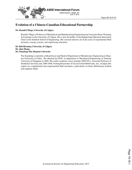 Evolution of a Chinese-Canadian Educational Partnership