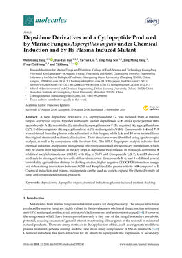 Depsidone Derivatives and a Cyclopeptide Produced by Marine Fungus Aspergillus Unguis Under Chemical Induction and by Its Plasma Induced Mutant