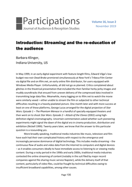 Introduction: Streaming and the Re-Education of the Audience