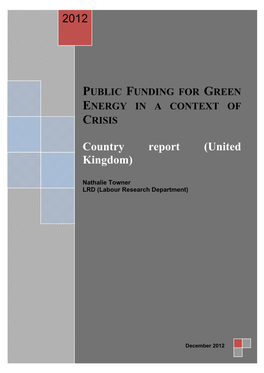 Public Funding for Green Energy in a Context of Crisis