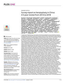 Survey Report on Keratoplasty in China: a 5-Year Review from 2014 to 2018