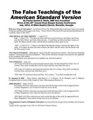 The False Teachings of the American Standard Version by Pastor Daniel S