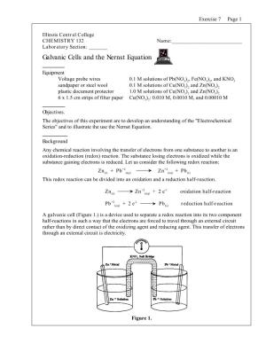 Galvanic Cells and the Nernst Equation