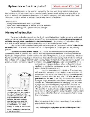 Hydraulics – Fun in a Piston! History of Hydraulics