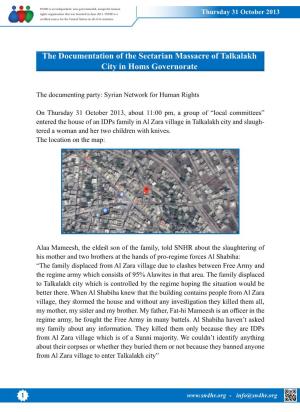 The Documentation of the Sectarian Massacre of Talkalakh City in Homs Governorate