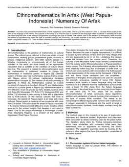 West Papua- Indonesia): Numeracy of Arfak