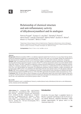 Relationship of Chemical Structure and Anti-Inflammatory Activity Of