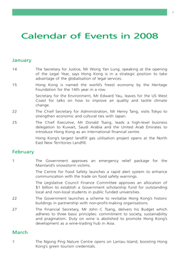 Calendar of Events in 2008