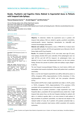 Gender, Psychiatric and Cognitive Status Related to Experiential Auras in Patients with Temporal Lobe Epilepsy