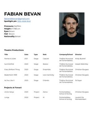 Fabian Bevan Cv