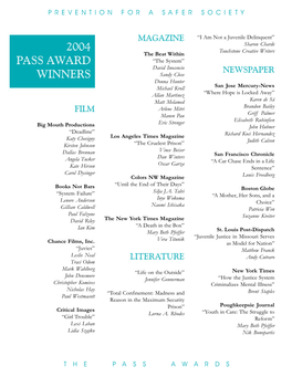 2004 Pass Award Winners