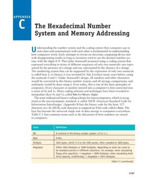 The Hexadecimal Number System and Memory Addressing
