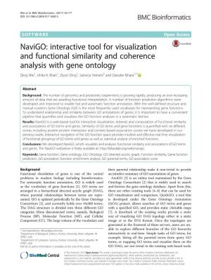 Navigo: Interactive Tool for Visualization and Functional Similarity and Coherence Analysis with Gene Ontology Qing Wei1, Ishita K