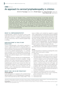 An Approach to Cervical Lymphadenopathy in Children