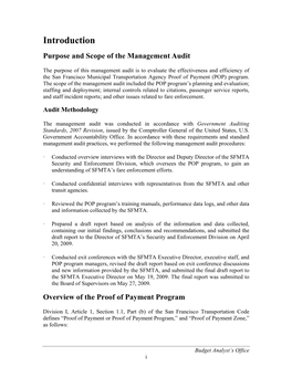Introduction Purpose and Scope of the Management Audit