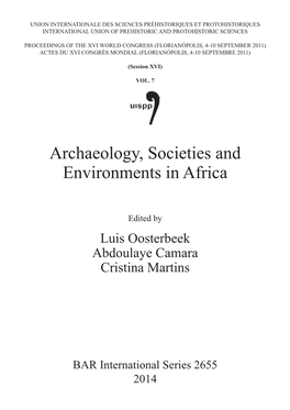 Archaeology, Societies and Environments in Africa