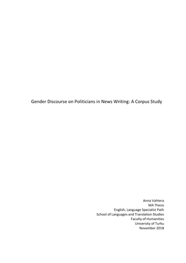 Gender Discourse on Politicians in News Writing: a Corpus Study