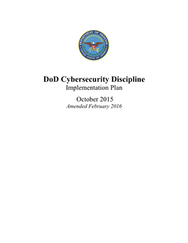 Cybersecurity Discipline Implementation Plan