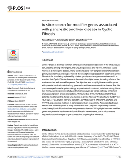 In Silico Search for Modifier Genes Associated with Pancreatic and Liver Disease in Cystic Fibrosis