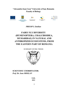 Fairy Fly Diversity (Hymenoptera, Chalcidoidea, Mymaridae) in Natural and Anthropized Ecosystems, from the Eastern Part of Romania