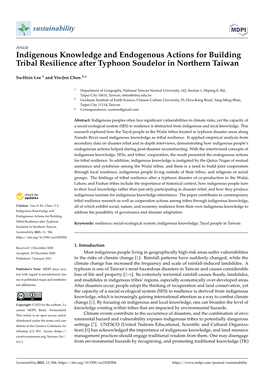 Indigenous Knowledge and Endogenous Actions for Building Tribal Resilience After Typhoon Soudelor in Northern Taiwan