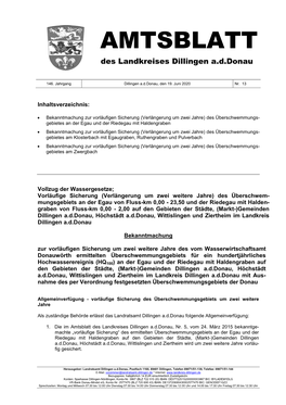 AMTSBLATT Des Landkreises Dillingen A.D.Donau